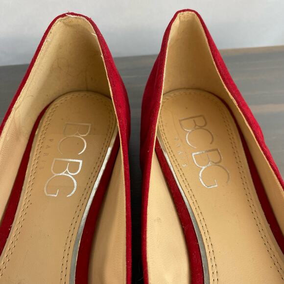 BCBG Paris Zuzux Studded Ballet Flats Women Size 7.5B Red Pointed Toe Celeb Glam - Picture 9 of 12